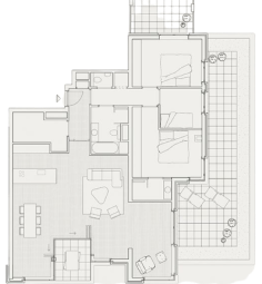 Apartment planning type 2, total area 27 meters